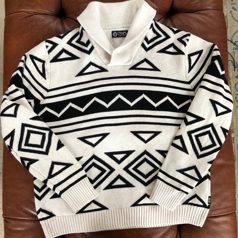 White and black Chaps sweater